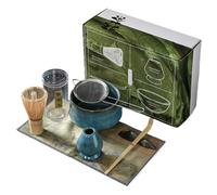 Dbvnnsy Matcha Whisk Set 7PCS/Set Japanese Tea Kit with Bowl, Bamboo Whisk, Scoop, Holder, Sifter, Towel, Scoop Holder for Matcha Preparation, Tea Ceremony (Blue)