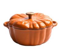Dbvnnsy Pumpkin Dutch Oven Pot with Lid & Handle 1.5L Non-Stick Enamel Cast Iron Pumpkin Shaped Cooking Pot for Stew Soup Kitchen Halloween Autumn Cooking Gift