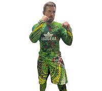 DBXGEAR MMA Full Sleeve Compression Base Layer Martial Arts Body Suit BJJ Rash Guard Brazilian Jiu Jitsu Grappling Top Bottom Set (Green Devil, S)