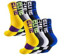 DBXIIART 5 Pairs Cushion Crew Socks Athletic Socks for Men Women for Basketball, Running, Sports, Walking, Working, Cycling, Hiking, Football (B-MultiColour)