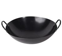 DBXMJWCMDT 14-inch Cast Iron Wok with Lid - Pre-Seasoned Chinese Style Double Handled Wok with Large Capacity for All Stovetops 38CM