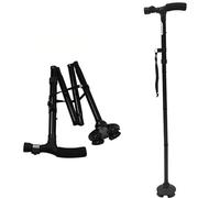 DBXMJWCMDT Double-Handle Folding LED Cane - Lightweight Adjustable Walking Stick with Ergonomic Grips and Non-Slip Base - Portable Mobility Support for Seniors and Travel