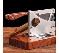 DBXMJWCMDT Solid Wood Desktop Cigar Scissors Cutter with Stainless Steel Ashtray, 25mm Large Ring Gauge Cigar Guillotine, Smooth Precise Cut, Gift for Father, Husband, Friend