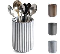 DBZQSCW Coffee Bar Utensil Holder, Tea Coffee Spoon Stirrer Holder for Stir Stick Straw Teaspoon Holder Spoon Cup Small Utensil Jar Fluted Vertical Stripe (White)