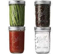 DBZQSCW Wide Mouth Mason Jars 16 oz, 4-Pack with Airtight Metal Lids & Bands - Glass Canning Jars for Pickling, Fermenting, Preserving, Freezing, Meal Prep & Home Décor