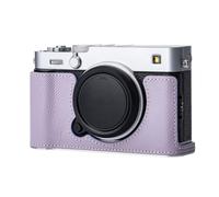 DBZZ X-E5 Vintage Genuine Leather Camera Case, Half-Wrap Genuine Leather Camera Protector For FUJIFILM X-E5 (Mallow Purple - PalmSwell Texture)