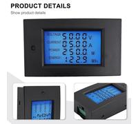 DC 100A Digital Power Meter with LCD Display - Measures Voltage (6.5-100V), Current (0-100A), Active Power (0-10kW) & Energy, Includes 100A Shunt