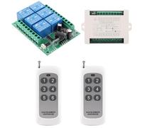 DC 12V 24V 36V 48V Wireless Remote Switch, 433Mhz 12V-48V 10A 6 Channel Wireless Remote Control Switch for Garage Door Motor Industrial Control Household light pump (12V-48V/ 2x Controller)