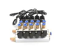 DC 12V 24V 5 Pneumatic Solenoid Valve 4V110-06 4mm 6mm 8mm 10mm 12mm Quick Fitting Base Set AC 110v 220v 4V110 06 1Pcs(6mm Fittings,5V)