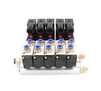 DC 12V 24V 5 Pneumatic Solenoid Valve 4V210-08 4mm 6mm 8mm 10mm 12mm Quick Fitting Base Set 110v 220v 4V210 08 1Pcs(8mm Fittings,AC220V)