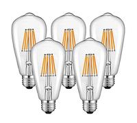 DC 12V 24V Light Bulb ST58 E27 Led Bulbs Daylight White 4500K Low Voltage 6W Edison Clear Glass Led Lamp Warm White 2700K Bulb (Size:DC 24V,Color:ST58 6W 4500K)