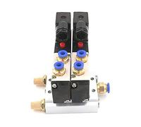 DC 12V 24V Twin Pneumatic Solenoid Valve 4V210-08 Muffler 4mm 6mm 8mm 10mm 12mm Quick Fitting Base Set 110v 220v 4V210 08 1Pcs(8mm Fittings,AC110V)
