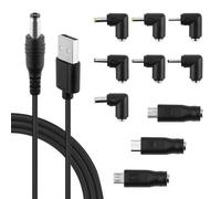 DC 12V 2A Car Charger Cable 5.5x2.1mm to Cigarette Lighter Universal Power Cord with 10 Connectors for DVD Player GPS Navigation Projector Bluetooth Speaker Camera Router CD Player 1m