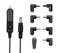 DC 12V 2A Car Charger Universal Power Cord 5.5x2.1mm 5FT Power Cord for DVD Players GPS Bluetooth Speakers label maker Camera router CD Player and More Includes 8 Connectors