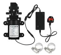 DC 12V Diaphragm Pump,1GPM 4L/Min Water Pump 3/8" 10mm with Power Supply | Self Priming Pump with 2 Hose Clamps,UK Plug Power Supply Adaptor for Water Tap,Campervan,Kitchen,Bathroom,Water Tank