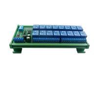 DC 12V DIN35 C45 rail box 16 channels RS485 relay module Modbus RTU UART control switch board for PLC PTZ camera motor LED(With Din Rail Box)