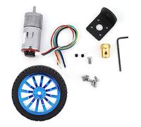 DC 12V DIY Encoder Gear Motor with Mounting Bracket 65mm Magnetic Engine Wheel Kit Micro Speed Reduction Motor Full Metal for Smart Car Robot Model DIY(130RPM)