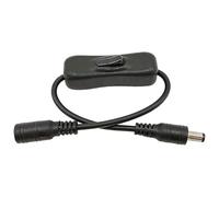 DC 12V Inline Rocker On/Off Switch with 5.5 x 2.1mm DC Jack Male to Female Power Cable for LED Strip Light CCTV Camera Black
