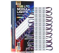 DC 12V LED Modules SMD Injection Light Waterproof LED Strip Sign Backlight for Advertising Letter Sign, Decorative Lighting with Tape Adhesive for Indoor Outdoor Use (RGB, 50 Pack)