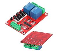 DC 12V Programmable Time Delay Relay Module, On and Off 0.1s to 270h Timer with Segment LED Display, 2-Channel Timer Switch Self Lock Cycle Delay Controller Board for S (24V)