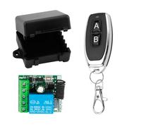 DC 12V Remote Control Switch 433Mhz, RF 10A Wireless Relay Receiver Board Universal with Transmitter Key Fobs, DIY Wireless Controller with DC Connector for Garage Door, Gate Door, Light, Motor