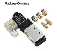 DC 12V Solenoid Pneumatic Valve 5 Port with 4V210-08 and 12V crafted from Plastic and Metal with a low current of 29mA Five-wayThe valve has a two-position