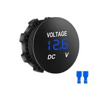DC 24V 12V LED Digital Voltmeter for Car, Waterproof LED Digital Voltmete, Mini Round Panel Meter with Blue Display for Motorcycle, Truck, RV, Boat, ATV