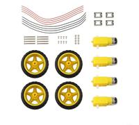 DC 3V-6V Gear Motor with Tire Wheel Kit for Arduino DIY Smart Car Robot, Encoder Chassis for Education Competition, ABS+Metal, 1:48 Ratio