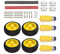 DC 3V-6V Gear Motor with Tire Wheel Kit for Arduino Smart Car Robot, 1:48 Reduction Ratio, ABS+Metal Chassis, Encoder Compatible with DIY Educational STEM Projects, Unassembled Set