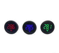 DC 4-100V Round LED Voltmeter for 3-Digit Digital Display, Compact Two-Wire Voltage Meter for Cars, Boats, and Industrial Equipment, Black Housing (Blue)