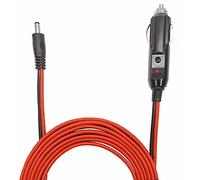 DC 5.5 x 2.1mm Connector Car Charger Power Supply Cord 10ft - 12v 24v Cigarette Lighter Male Plug with LED Light 16AWG Wire 15A Fuse for Portable DVD Player, Car, Camera