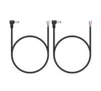 DC 5.5mm x 2.1mm Male Plug Power Pigtail Wire 0.5M/1.6FT,18AWG 90 Degree Right Angle DC5521 Male Plug Jack to 2 Pin Bare Wire Open End Power Cable,for DC Power Supply Cable Repair Replacement(2Pcs)