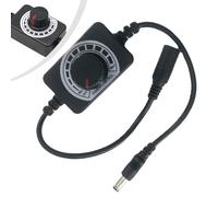 DC 5V-24V Dimmer and Speed Controller Cable with 5.5x2.1mm Female to Male Connector for Single-Color LED Light Strips, Fans and Blowers, Compact 20cm Bla