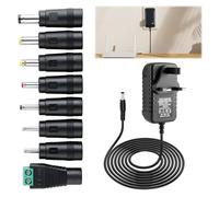 DC 5V 2A Power Adapter, 5V 2A Power Supply with 8 DC Plugs, Universal AC/DC Adapter 100-240V 50 60Hz for LED Strips CCTV Camera Router Audio Video Home Office Electronics, 10W Max