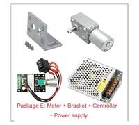 DC 6V 12V 24V 370 Worm Gear Reduction electronic starter+ Bracket+Speed+Controller+Power Supply Metal Gear Worm Turbo Gear electronic starter EKFBQBGW(6V 10RPM,Package E)