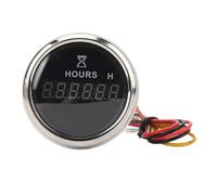 DC 9-32V 52MM Boat Round Digital Hour Meter High Precise Hourmeter Round Gauge for RVs Yachts Fishing Boats - Track Running Hours on Your Vessel with a (Black Dial Silver Bezel)