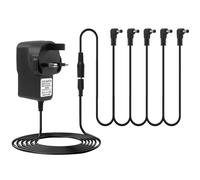 DC 9V Guitar Pedal Power Supply Adapter(1A) with 5 Way Daisy Chain Cables for Behringer JOYO Donner BOSS Sonicake MXR TC Electroneic Zoom Bass Effects Guitar Pedals Board Tip Negative 2.0m Cable