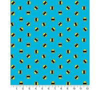 DC Batman Fabric Sold by 1 Metre Pre-Cut (100% Cotton, Genuine Licensed Fabric, 9 Different Designs) (Batman Fabric - Round Logo Blue)
