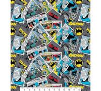 DC Batman Fabric Sold by 1 Metre Pre-Cut (100% Cotton, Genuine Licensed Fabric, 9 Different Designs) (Batman Fabric - Collage Grey)