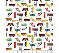 DC Batman Fabric Sold by Half Metre (100% Cotton, Genuine Licensed Fabric, 9 Different Designs) (Batman Fabric - Logo History)
