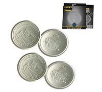 DC Batman Set of 4 Embossed Metal Coasters - Officially Licensed, Non-Slip Cork Base, Display Box Included (89mm Diameter)