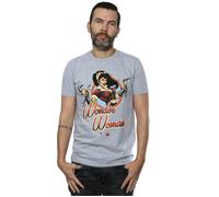 DC Bombshells Men's Wonder Woman Badge Heather T-Shirt in Grey | Size: 2XL DC Bombshells Grey 2XL