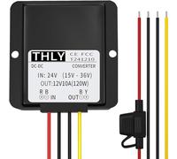 DC Buck Converter 24V to 12V 10A 120W Step Down Transformer with Fuse Waterproof, Voltage Reducer for Golf Cart LED Light Motor Truck Vehicle Boat Solar System etc. (Accept DC 15-40V Inputs)