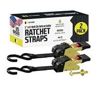 DC Cargo Bolt-on Auto Retractable Ratchet Straps - (2 Pack) 1 Inch x 6 Ft - 600 lbs Break Strength - Retractable Ratchet Tie Down Straps for Boats, Jet Skis, Motorcycles, ATVs