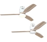 DC Ceiling fan Light with Remote Low Energy Fan Aerodynamix White & Wood 132 cm