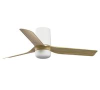 DC Ceiling Fan Mini Punt Tub White-Maple with LED & Remote