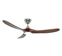 DC ceiling fan with LED and remote Eco Genuino matt chrome & walnut 152 cm 60