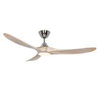 DC ceiling fan with LED and remote Eco Genuino matt chrome & wood 152 cm 60" [EEK: F]