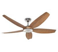 DC Ceiling fan with Remote control Volare Chrome & Oak 142cm Fan with timer