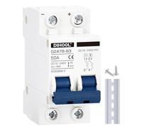 DC Circuit Breaker 2P 50Amp 12V 24V 36V 48V DC MCB Short Circuit Protection Disconnect Switch Isolator for Solar Panel Battery UPS Inverter Photovoltaic PV System